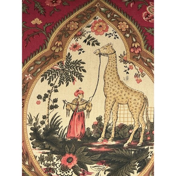 Zarafa Giraffe Accent Pillow RARE Vintage French Country Double Sided Red Yellow - Picture 4 of 7